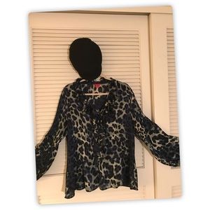Flattering Sunny Leigh Cheetah Print Ruffle Blouse